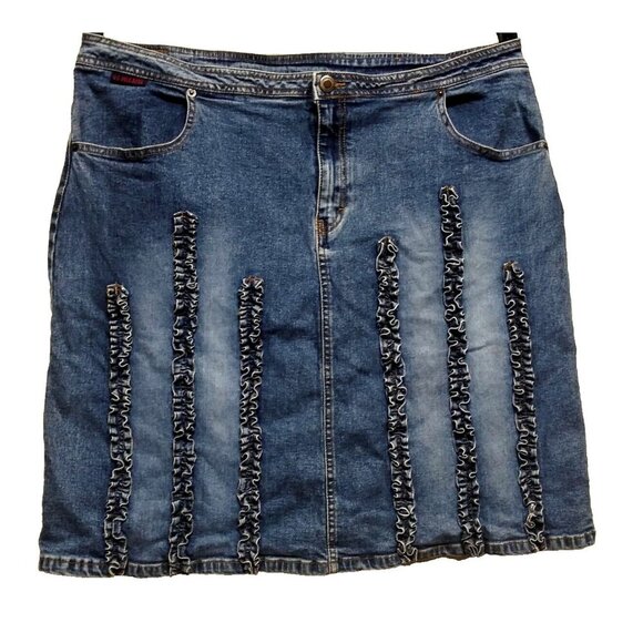 Denim Skirt Plus size 20 Stretch ruffle design knee length jean U.S. Polo Assn - Picture 1 of 8